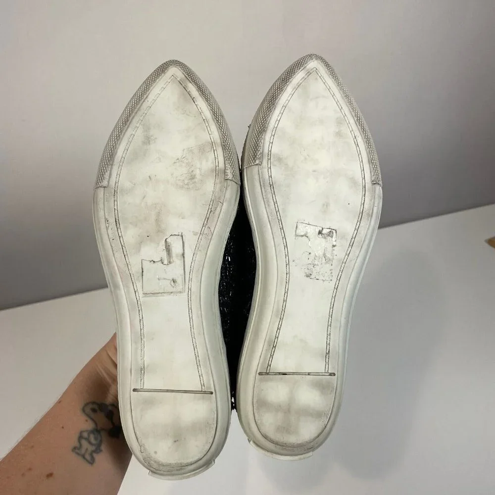 Alice + Olivia Womens Beaded Slip On Sneaker Shoe Black 36 Leather‎ Point Toe